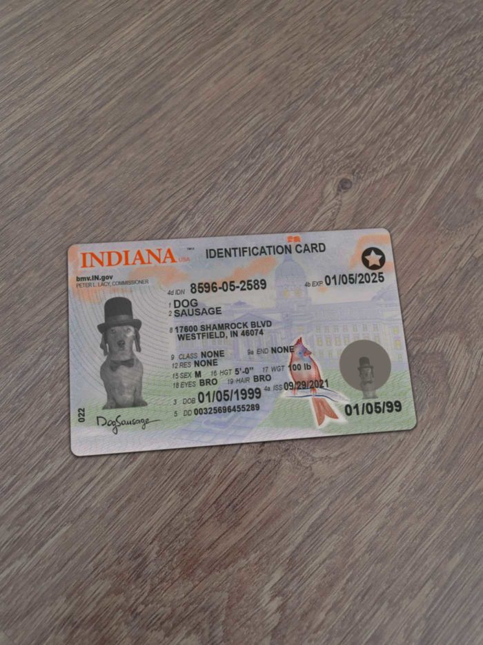 Indiana Identity Card template