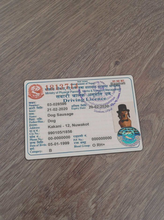 Nepal Driver License Template