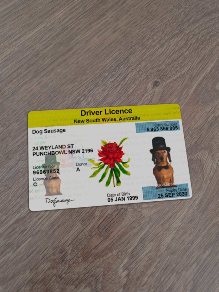 Australia New South Wales Driver License Template