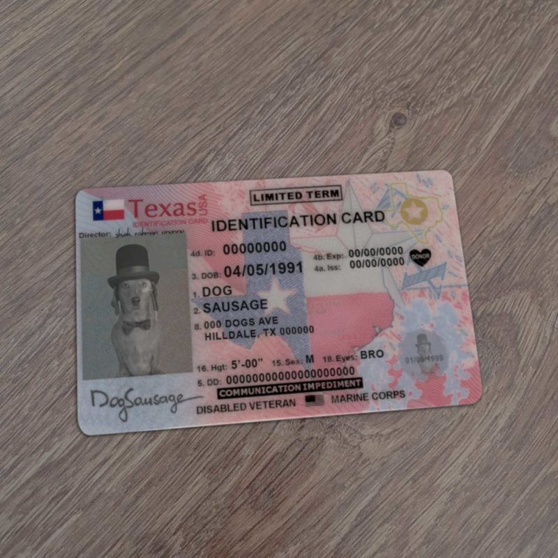 Texas Identity Card Template