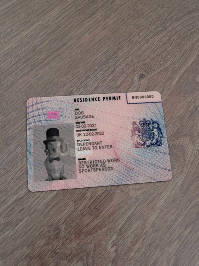 United Kingdom Resident Permit Card Template