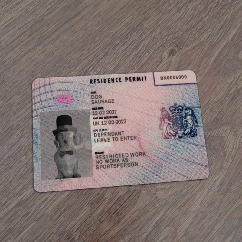 United Kingdom Resident Permit Card Template