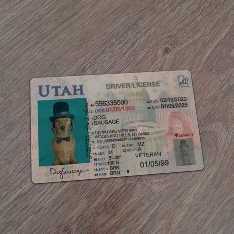 Utah Driver License Template
